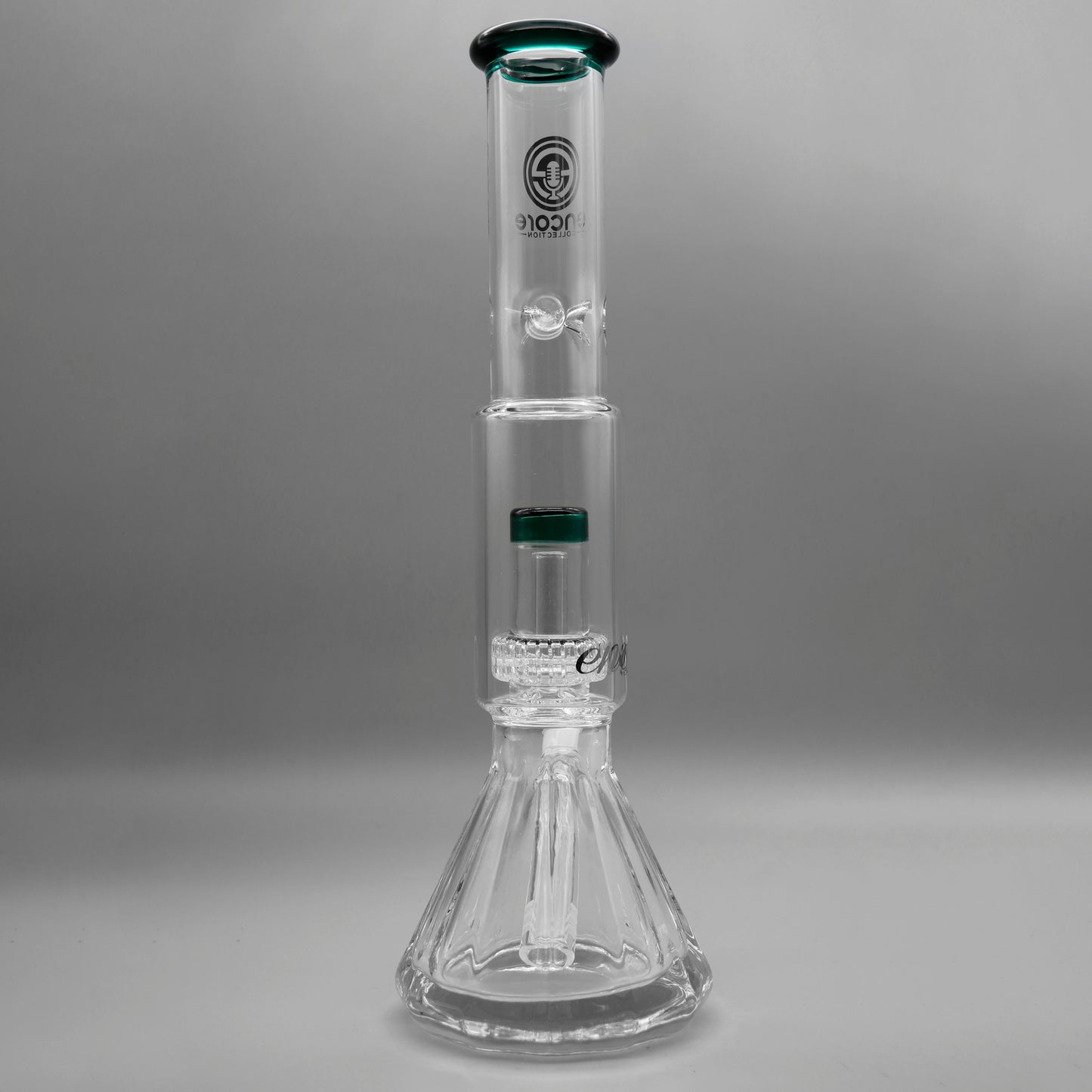 12" Encore Collection Diamond Pounder Beaker Bong w/ Matrix and Assorted Color Accents