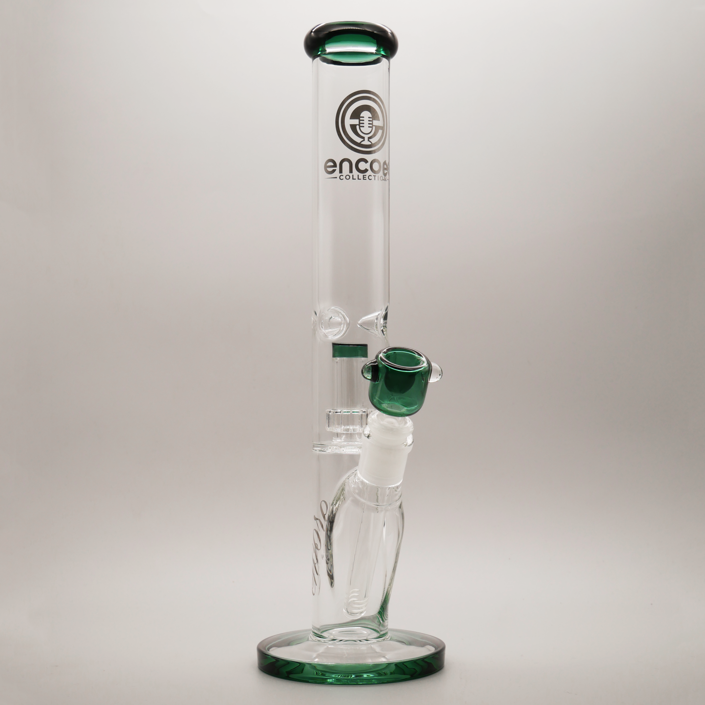 14'' Encore Collection Straight Tube Bong w/ Showerhead & Assorted Color Accents