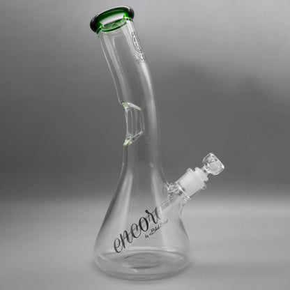 13" Encore Collection 50x7mm Green Bent Neck Beaker Bong w/ Ice Notch Push