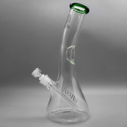 13" Encore Collection 50x7mm Green Bent Neck Beaker Bong w/ Ice Notch Push