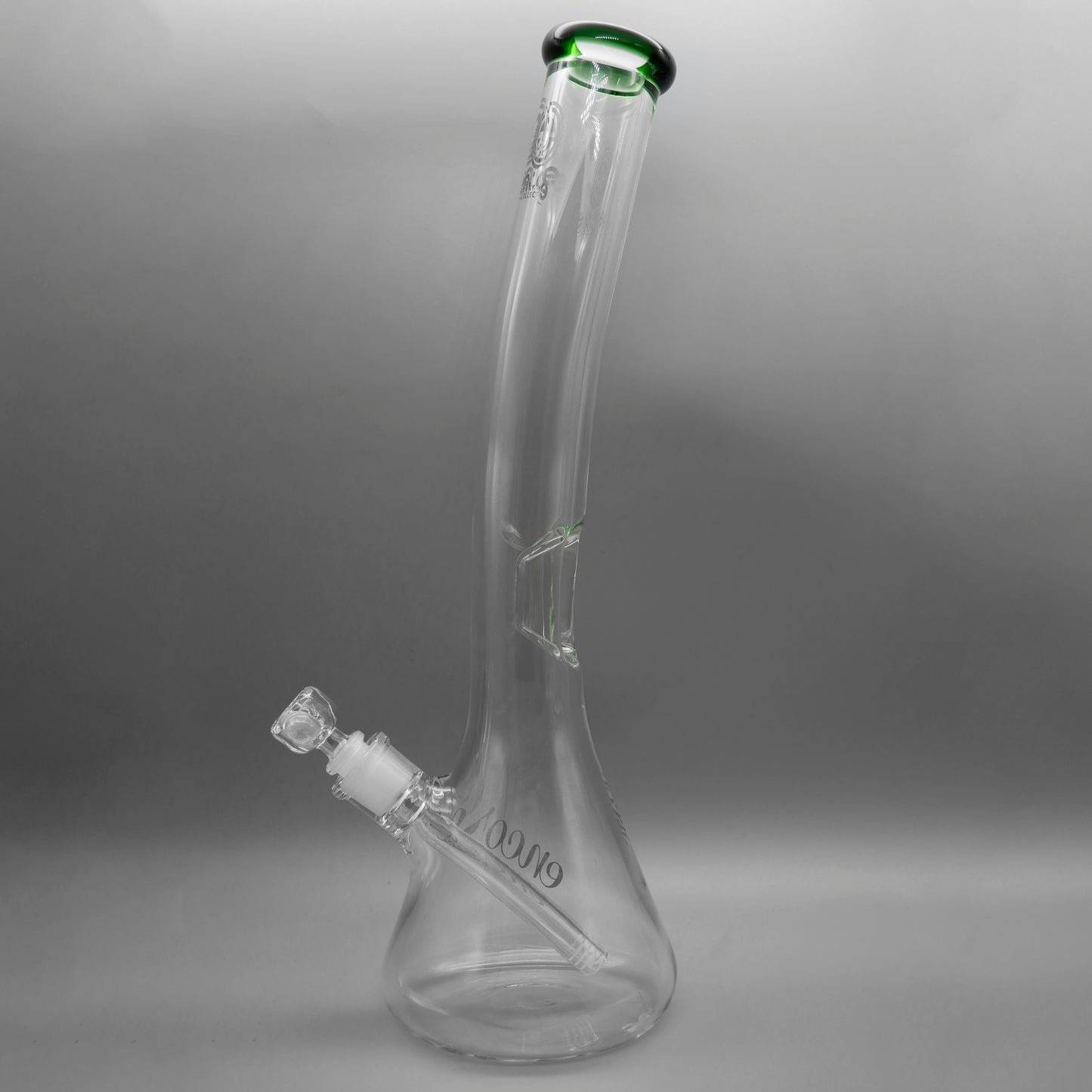18" Encore Collection 50x7mm Green Bent Neck Beaker Bong w/ Ice Notch Push