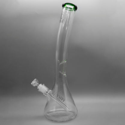 18" Encore Collection 50x7mm Green Bent Neck Beaker Bong w/ Ice Notch Push