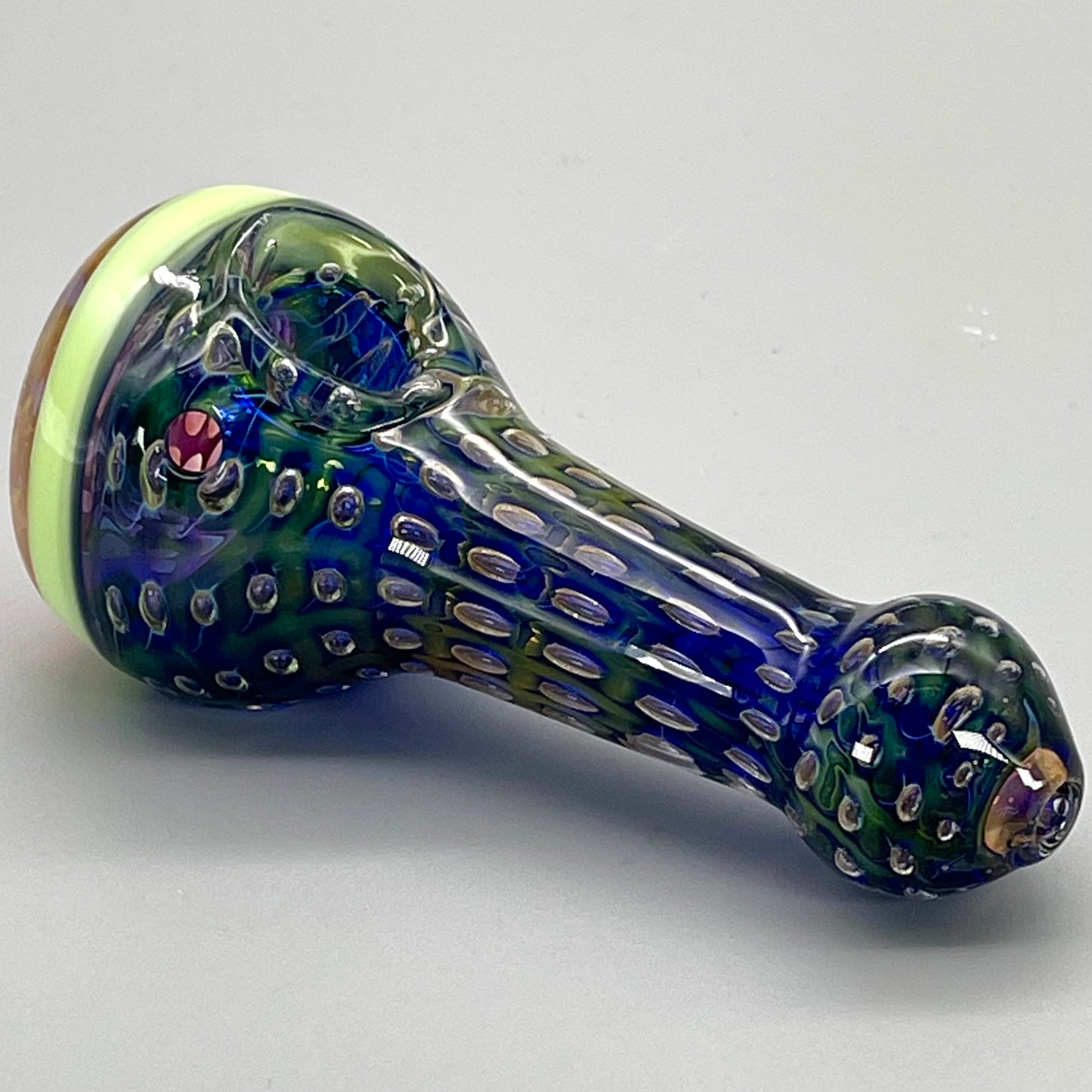5" Gold Fume Double Honeycomb Design Spoon w/ Milky Color Accents Hand Pipe
