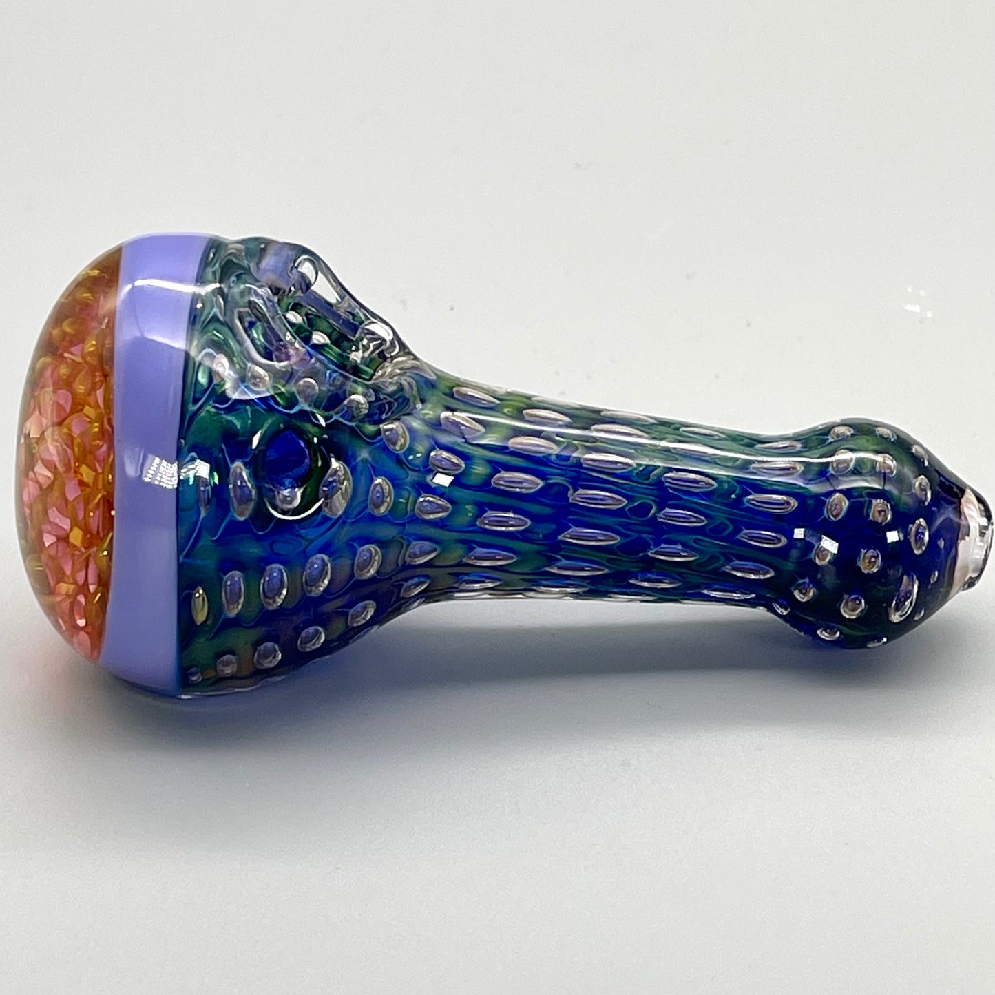 5" Gold Fume Double Honeycomb Design Spoon w/ Milky Color Accents Hand Pipe
