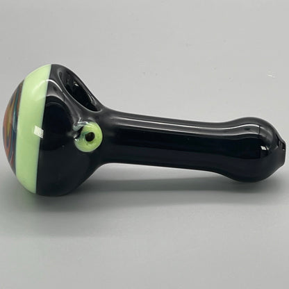 5" Black Spoon w/ Reversal Design and Milky Accents Hand Pipe