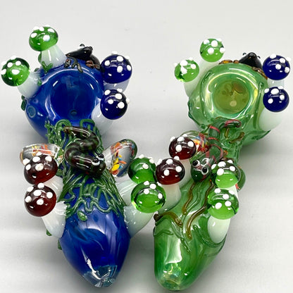 5" Forest w/ Frog, Caterpillar, and Mushrooms Hand Pipe