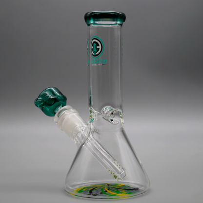 8" Encore Mini Beaker Bong w/ Color Lip & Reticello Base