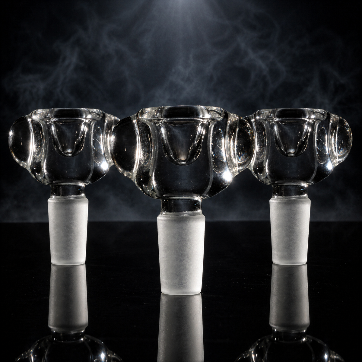 3PACK Thick Bubble Marble Clear Glass Bowl Slide