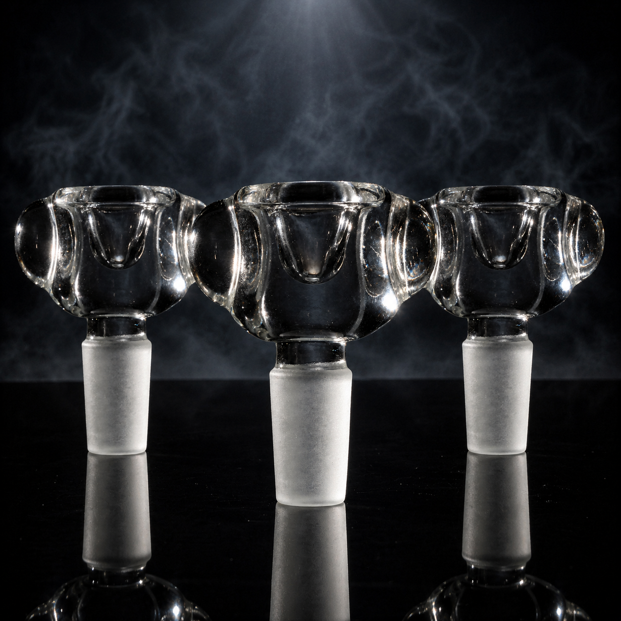 3PACK Thick Bubble Marble Clear Glass Bowl Slide