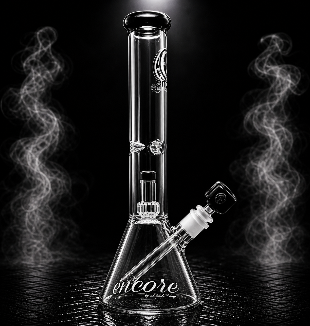 14" Encore Collection 44x4mm Beaker Bong w/ Showerhead Perc & Color Accents
