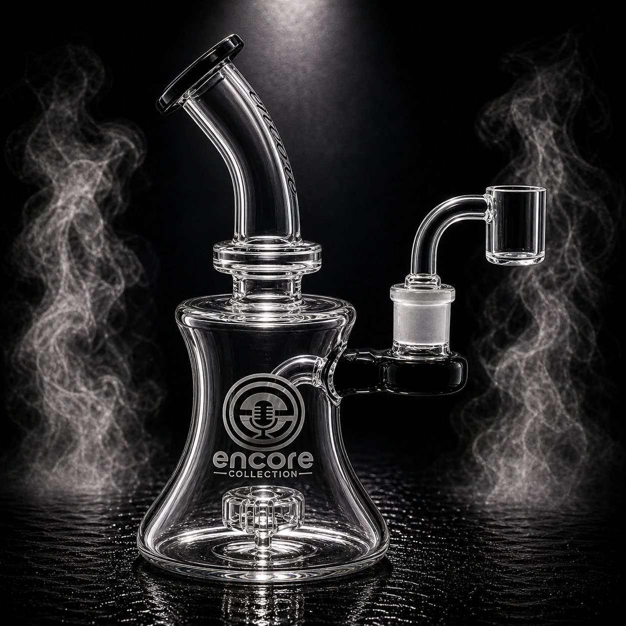 7" Encore Collection Hourglass Banger Hanger Dab Rig w/ Color Mouthpiece and Joint Accents