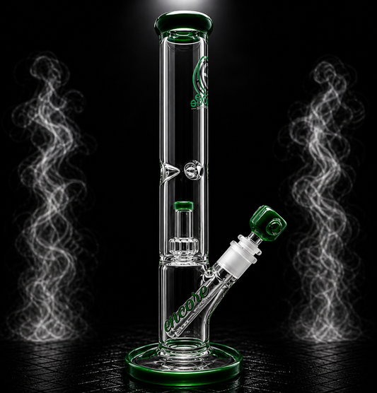 14'' Encore Collection Straight Tube Bong w/ Showerhead & Assorted Color Accents