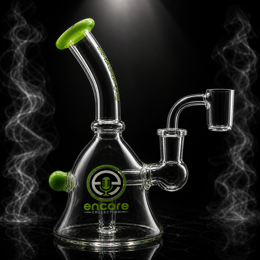 6" Encore Collection Mini Bell Dab Rig w/ Color Mouthpiece and Marble Accents
