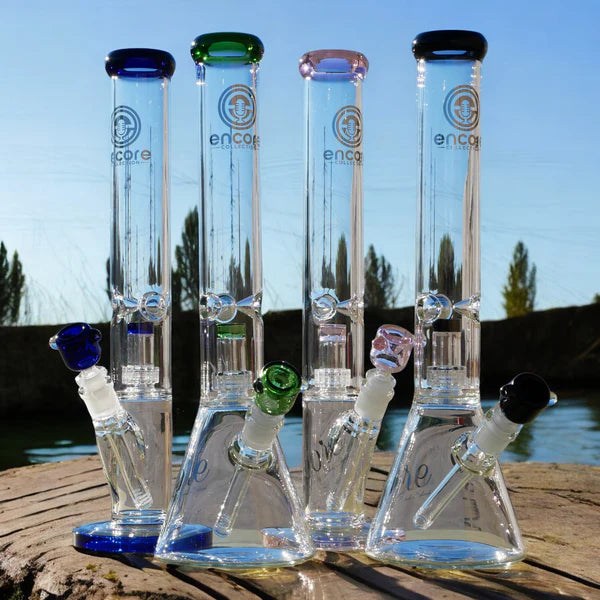 4PACK 16" Encore Collection Matrix Straight Tube Bong w/ Color Accents