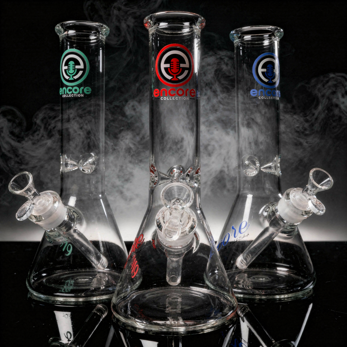 3 PACK 12" Encore Collection Beaker Bong w/ Heavy Duty Joint