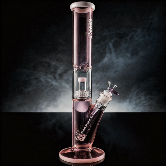 14'' Encore Collection Full Color Straight Tube Bong w/ Matrix and White Accents