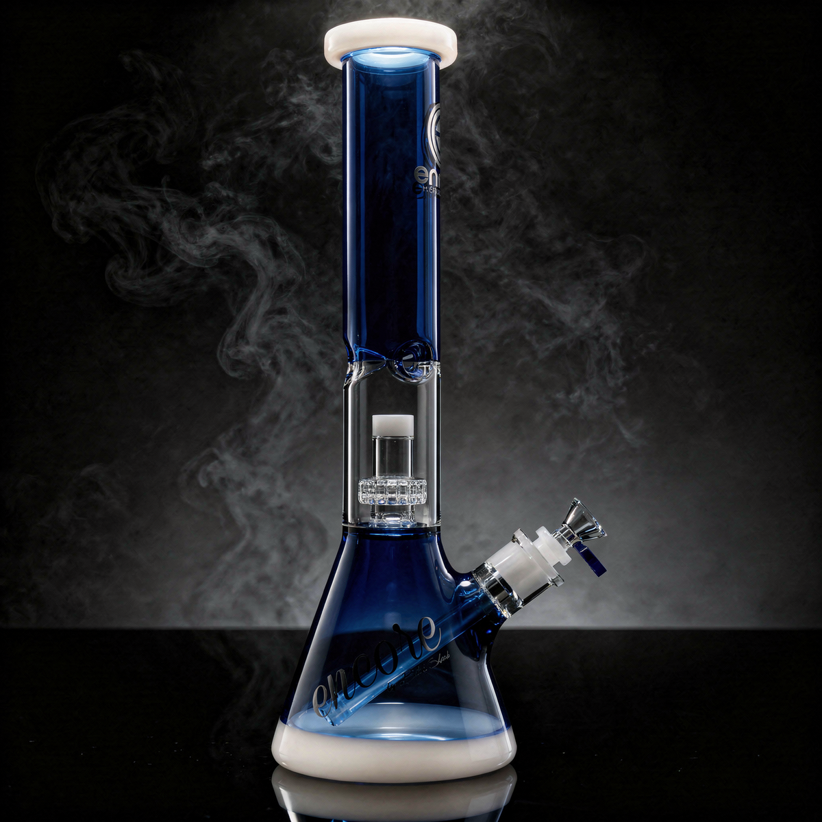 14'' Encore Collection Full Color Beaker Bong w/ Matrix and White Accents