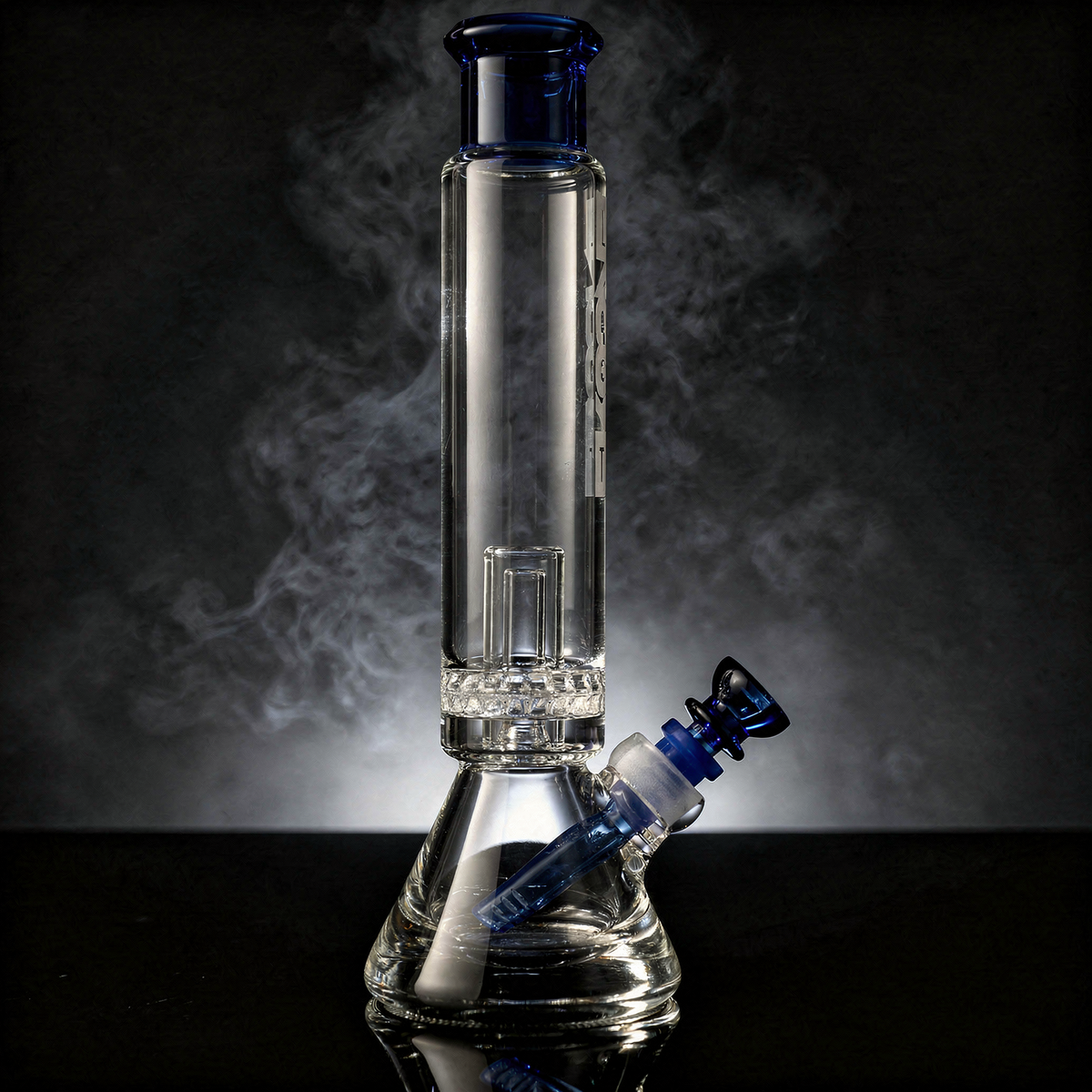 Encore Collection 12" Color Double Chamber Ratchet Perc Pounder Beaker Bong