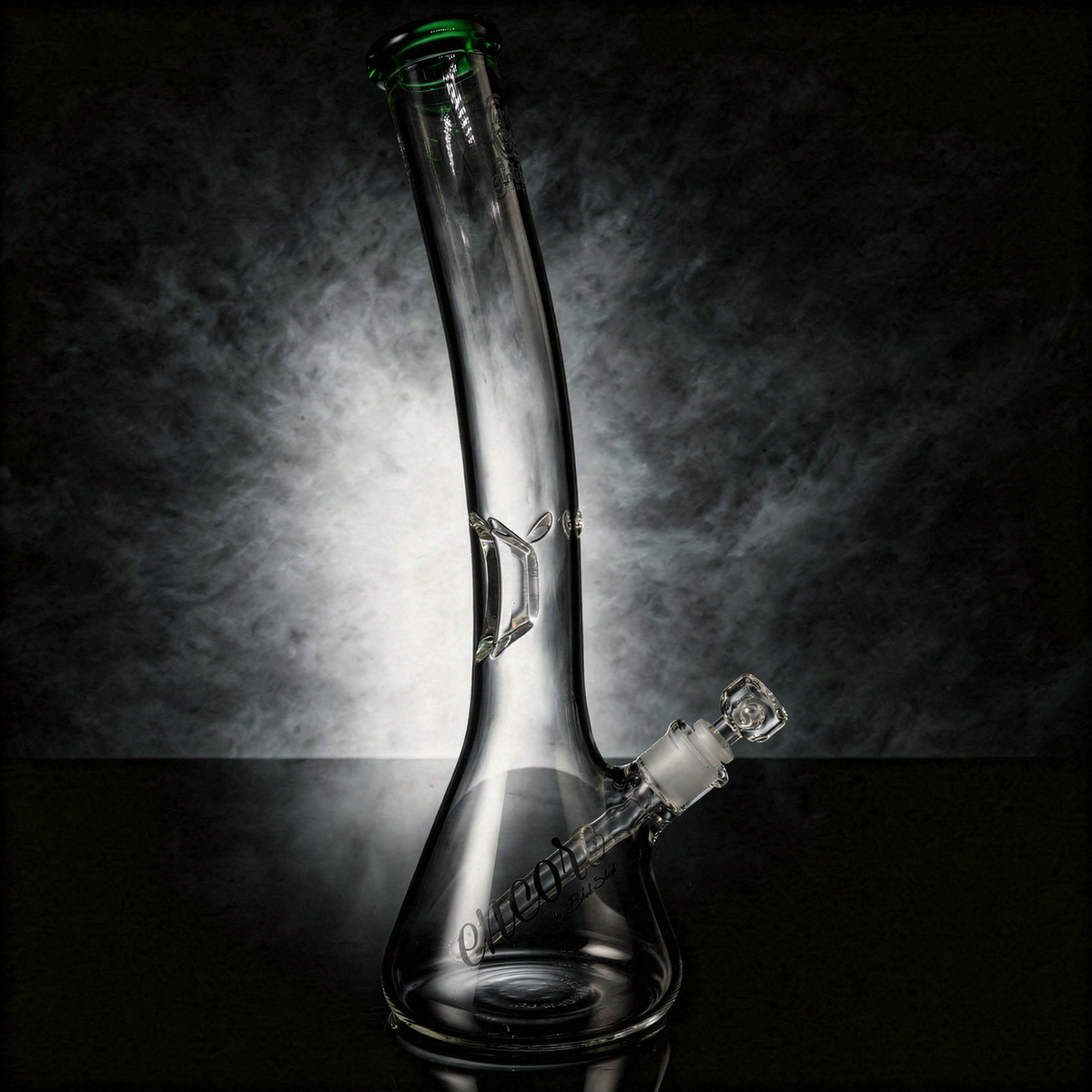 18" Encore Collection 50x7mm Green Bent Neck Beaker Bong w/ Ice Notch Push