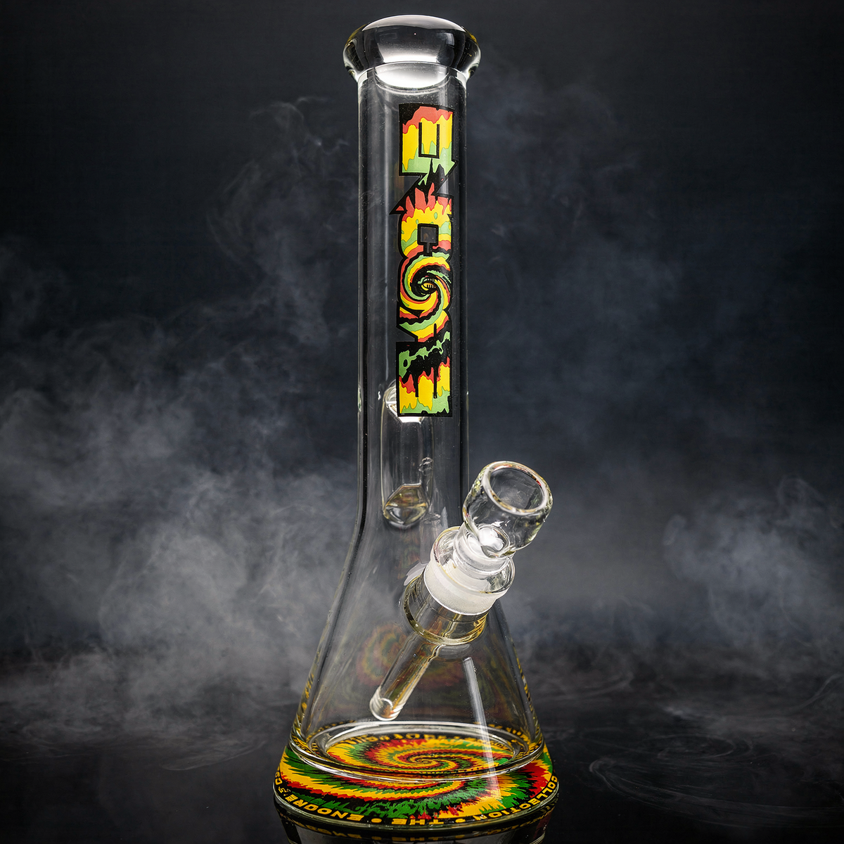 15" Encore Collection Heavy Pounder Bong – 50x9mm Rasta & Tie Dye
