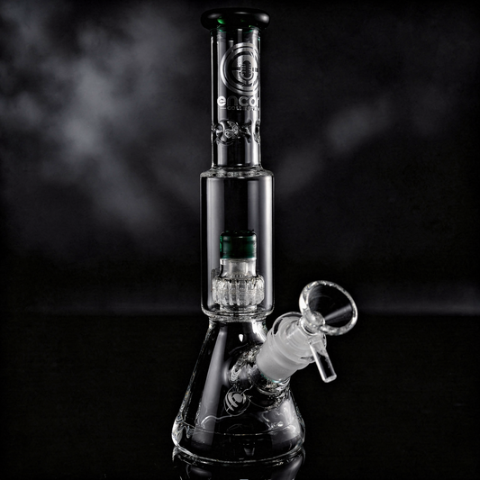 9" Encore Collection Mini Diamond Pounder Beaker Bong w/ Matrix and Assorted Color Accents
